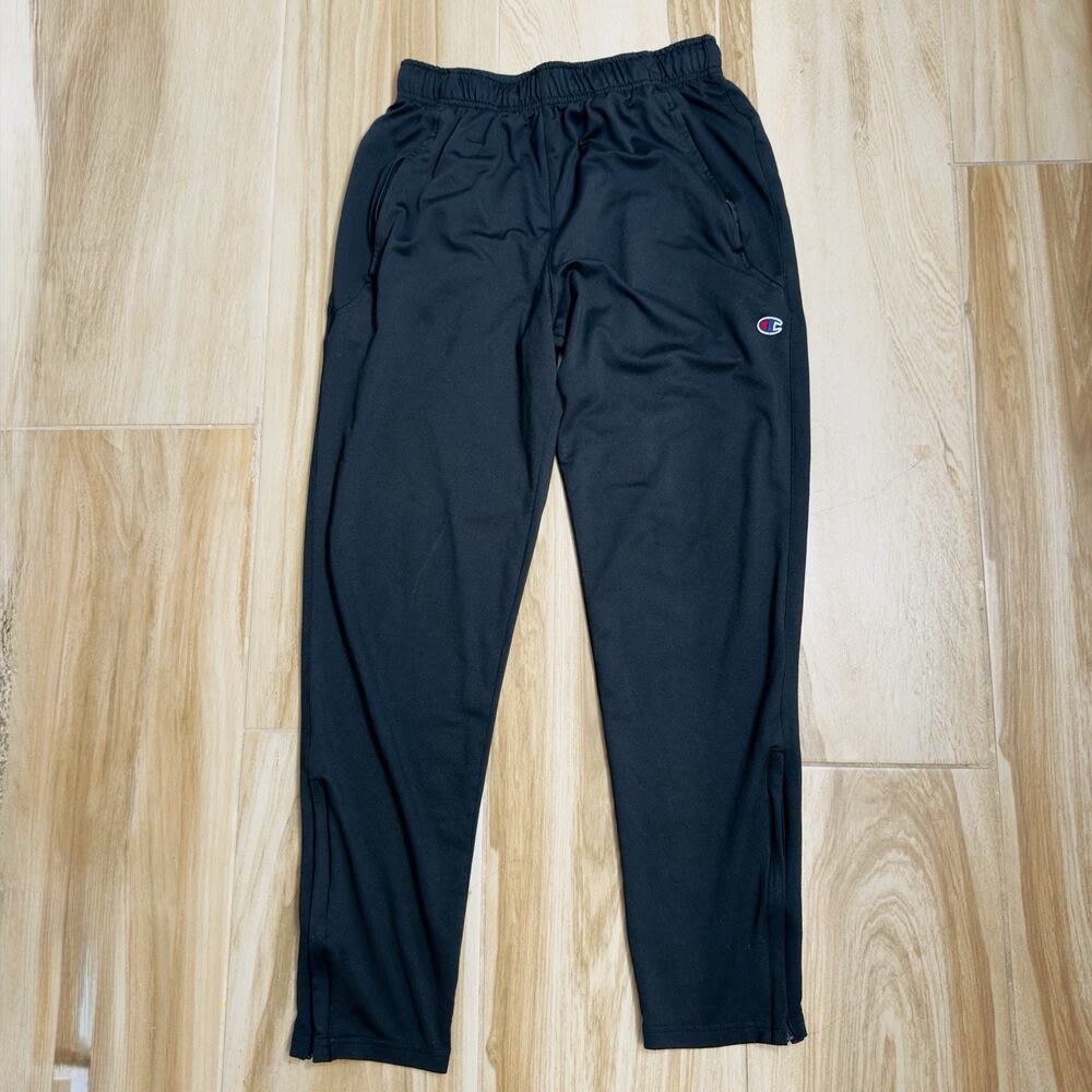 Champion‎ Jogger Pant Men Black Drawstring Elastic Waist Zipper Pockets Sz Small